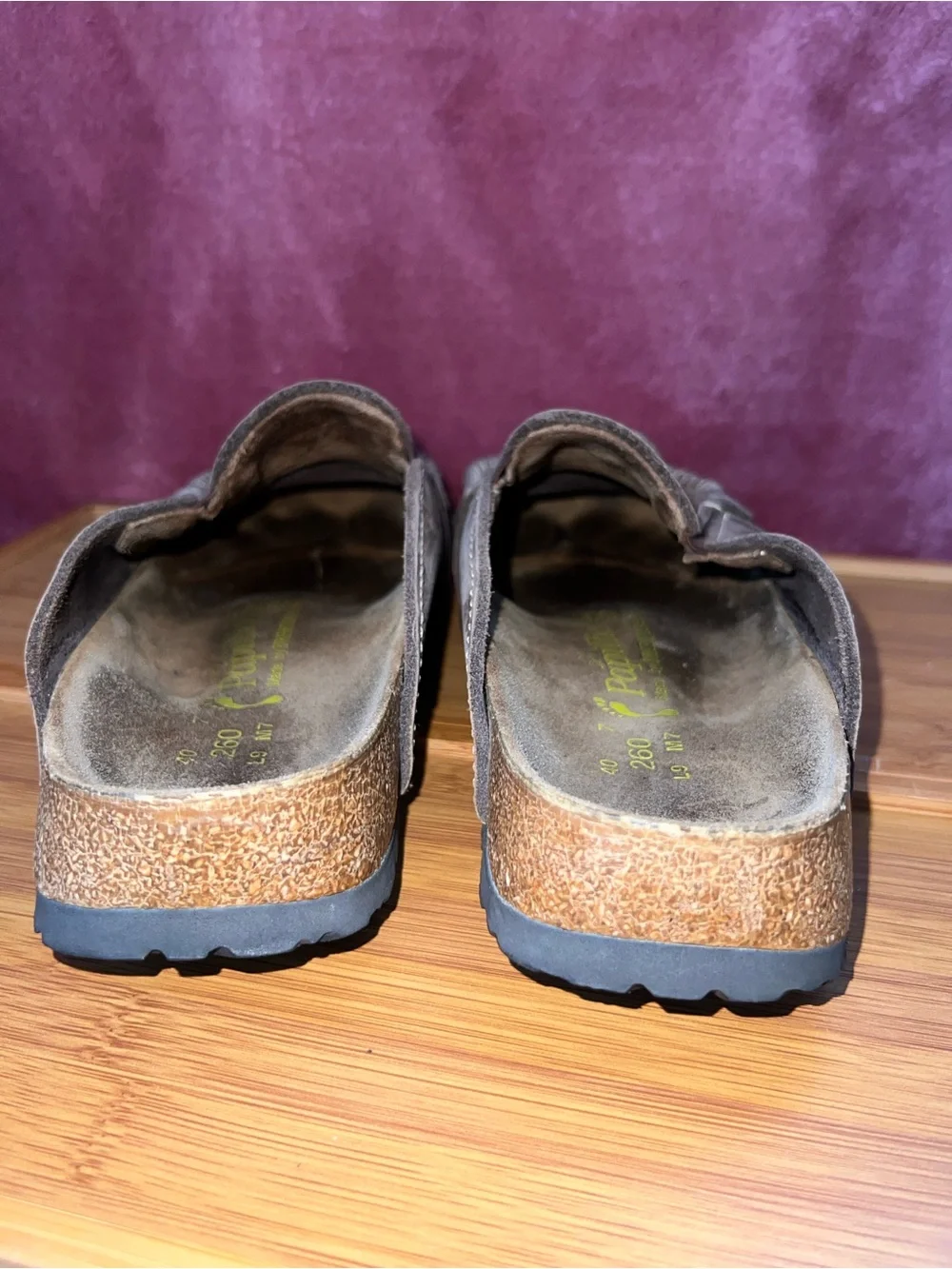 Papillio Birkenstock Leather Mule Clog Brown Tassle Whipstitch - Picture 7 of 10